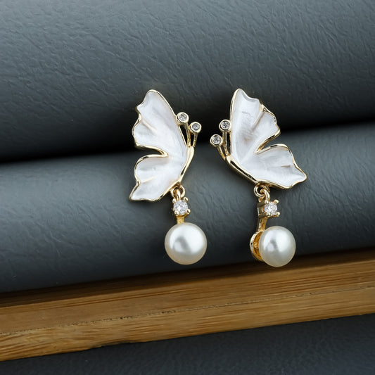 Winged Pearl Earrings