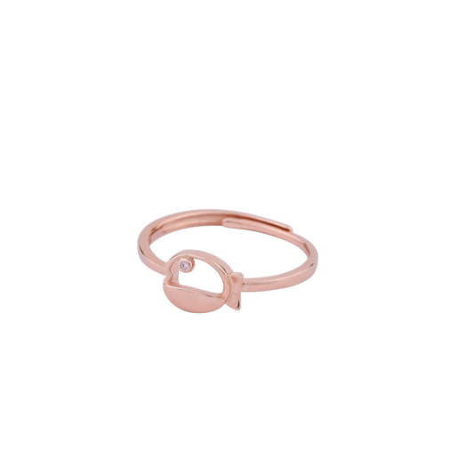 Elegant Rose Gold Fish Charm Ring