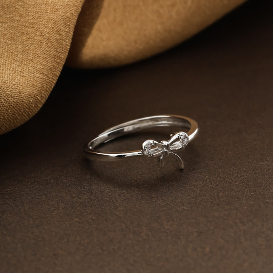 Delicate Bow Charm Band Ring
