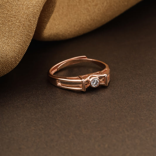 Rose Gold Geometric Charm Ring