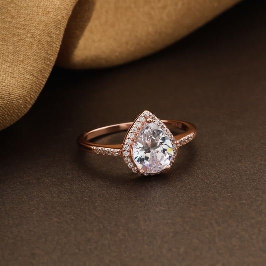 Rose Gold Teardrop Halo Ring