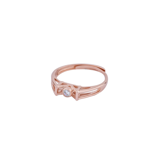 Rose Gold Geometric Charm Ring