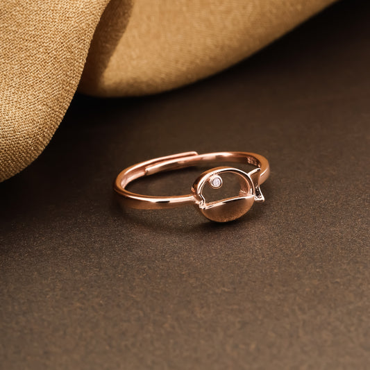 Elegant Rose Gold Fish Charm Ring
