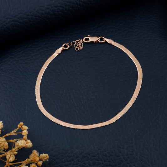 Rose Gold Flat Herringbone Bracelet