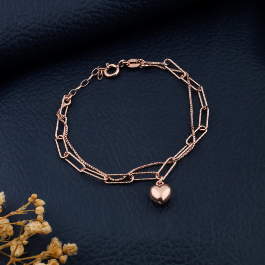 Rose Gold Heartbeat Chain Bracelet