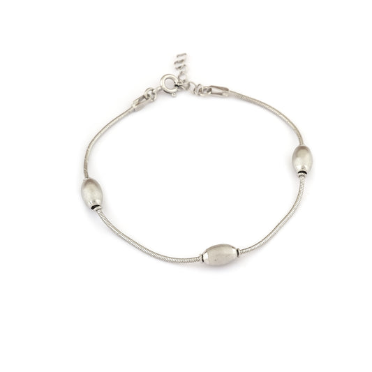 Silver Mist Matte Bead Bracelet