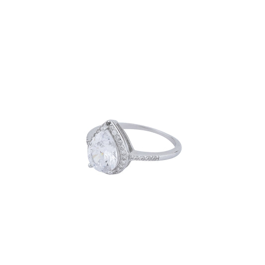 Sparkling Teardrop Zircon Silver Ring