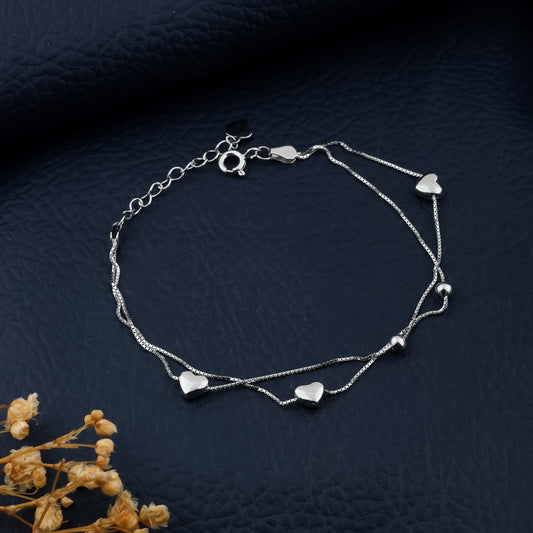 Minimalist Heart Charm Bracelet