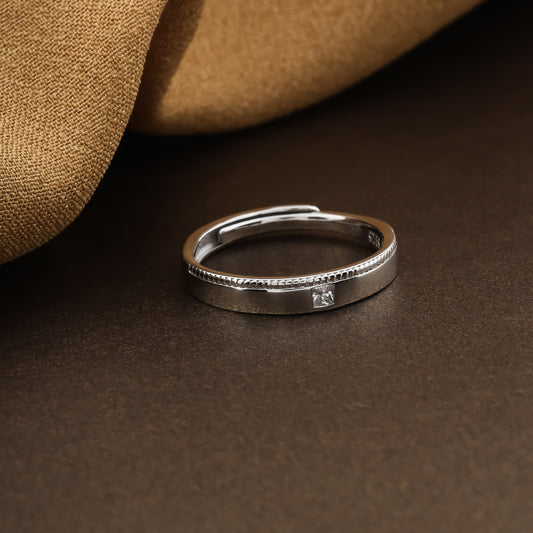 Elegant Silver Adjustable Ring with Subtle Zircon Sparkle