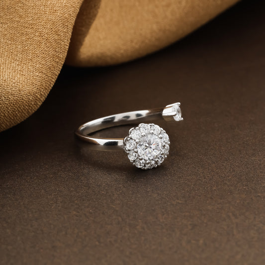 Sparkling Bloom Open Adjustable Ring