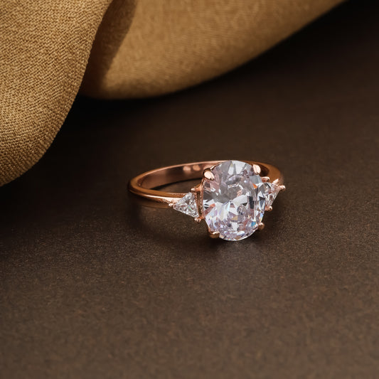 Radiant Rose Gold Solitaire Sparkle Ring