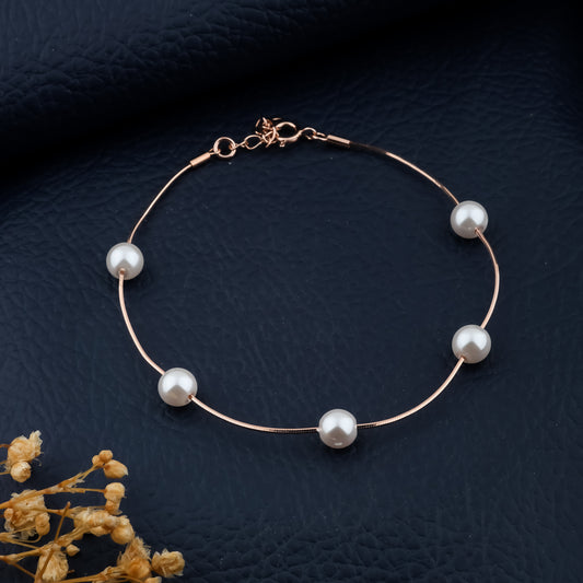 Elegant Rose Gold Pearl Party Bracelet