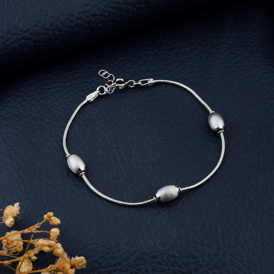 Silver Mist Matte Bead Bracelet