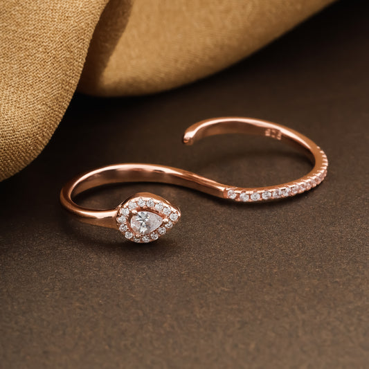 Twin Gleam Pear-Cut Dual Ring