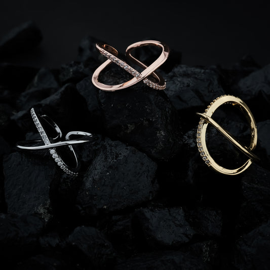 Trio Glam Crossover Rings